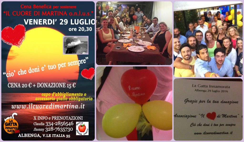 Albenga: cena di beneficenza per il Cuore di Martina