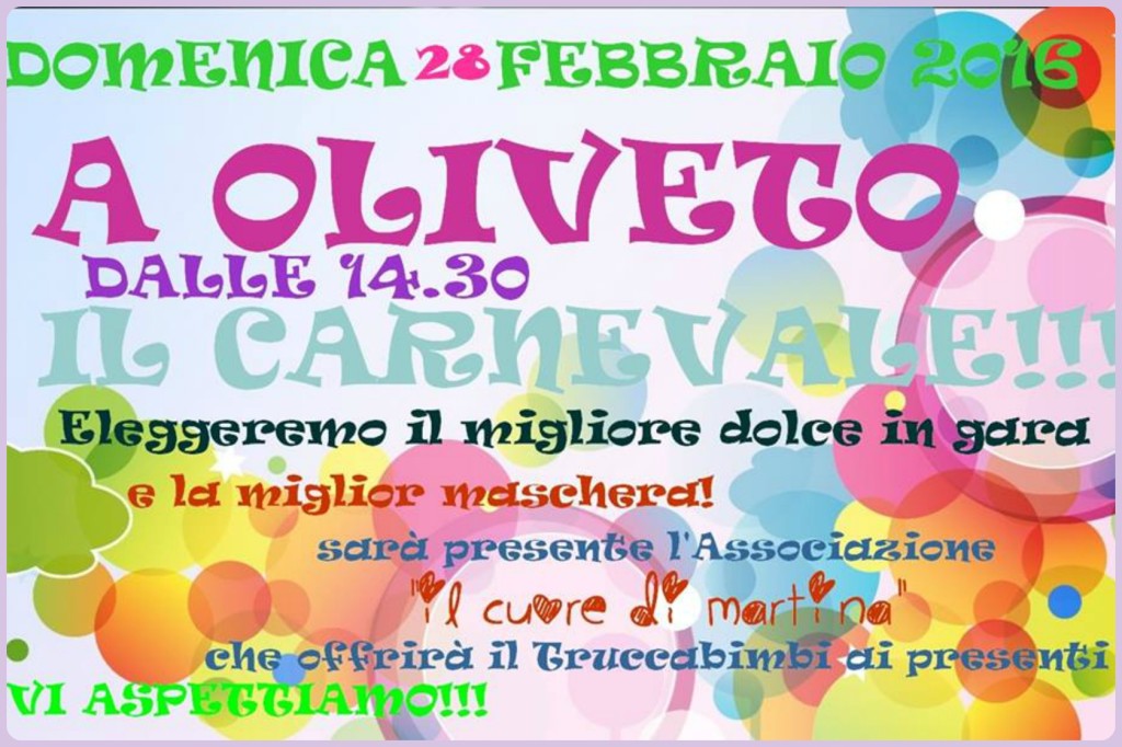 Carnevale di Oliveto: presente la Onlus “Il Cuore di Martina