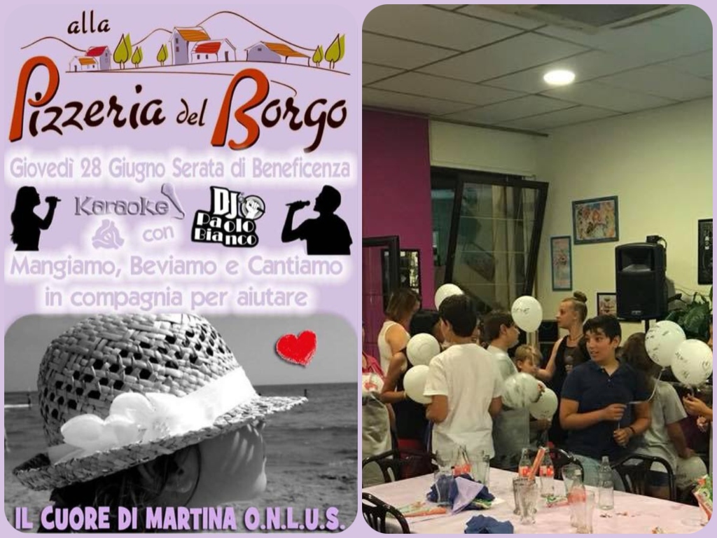 Pizzeria del Borgo: serata di beneficenza per il Cuore di Martina